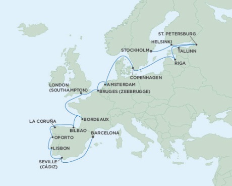 Cruises Around The World Seven Seas Voyager September 22 October 14 2028 Stockholm, Sweden to Barcelona, Spain