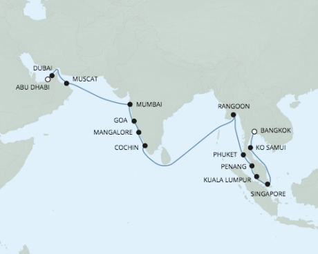 Cruises Around The World Seven Seas Voyager - RSSC April 8 May 2 2026 Cruises Laem Chabang, Thailand to Abu Dhabi, United Arab Emirates
