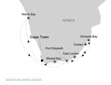 Cruises Around The World Silversea Silver Cloud December 21 2028 January 4 2027 Cape Town to Cape Town
