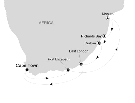 Cruises Around The World Silversea Silver Cloud February 12-22 2028 Cape Town to Cape Town