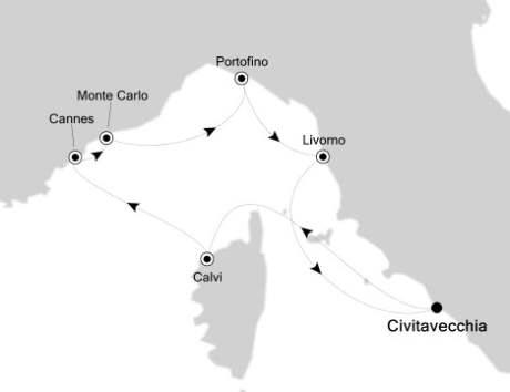 Cruises Around The World Silversea Silver Cloud July 1-8 2028 Civitavecchia (Rome) to Civitavecchia (Rome)