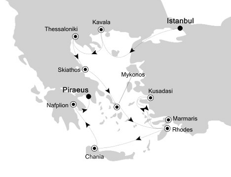 Cruises Around The World Silversea Silver Cloud October 14-24 2028 Istanbul to Piraeus, Athens
