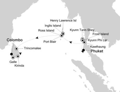 Cruises Around The World Silversea Silver Discoverer December 10-22 2026 Phuket, Thailand to Colombo, Sri Lanka
