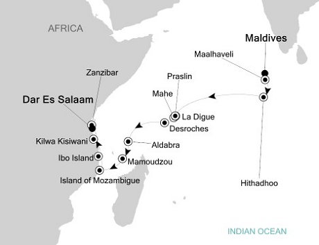 Cruises Around The World Silversea Silver Discoverer December 17 2028 January 3 2026 Male to Dar Es Salaam