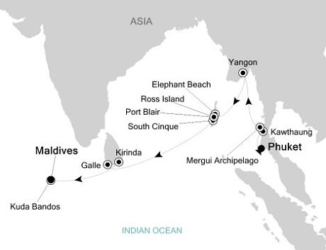 Cruises Around The World Silversea Silver Discoverer December 2-17 2028 Phuket to Male