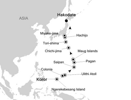 Cruises Around The World Silversea Silver Discoverer June 11-25 2028 Koror to Hakodate