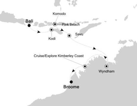 Cruises Around The World Silversea Silver Discoverer March 26 April 6 2026 Benoa (Bali), Indonesia to Broome, Australia