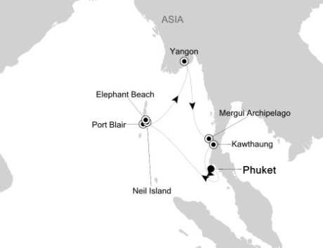 Cruises Around The World Silversea Silver Discoverer November 21 December 2 2028 Phuket, Thailand to Phuket, Thailand