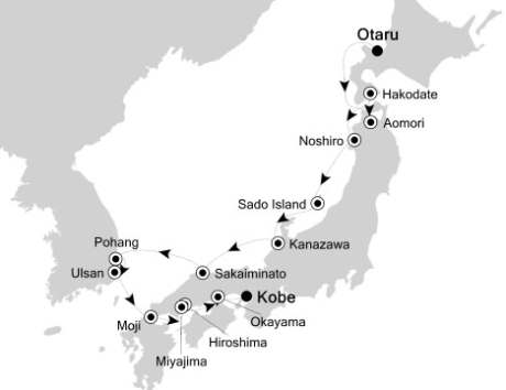 Cruises Around The World Silversea Silver Discoverer September 16-27 2026 Otaru, Japan to Kobe, Japan