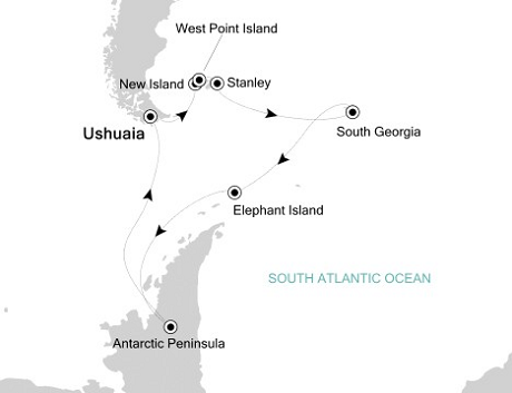 Cruises Around The World Silversea Silver Explorer February 2-20 2028 Ushuaia to Ushuaia