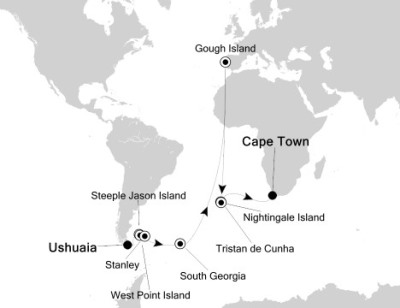 Cruises Around The World Silversea Silver Explorer March 8-30 2026 Ushuaia, Argentina to Cape Town, South Africa