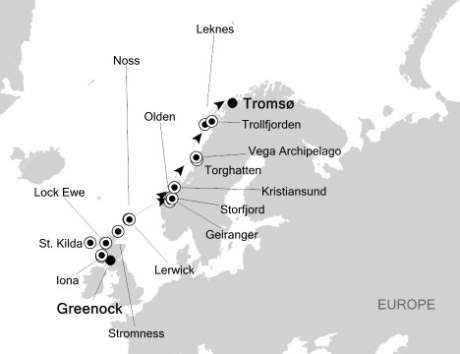 Cruises Around The World Silversea Silver Explorer May 31 June 11 2028 Greenock (Glasgow), to Tromso