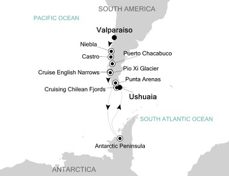 Cruises Around The World Silversea Silver Explorer November 14 December 2 2028 Valparaiso to Ushuaia