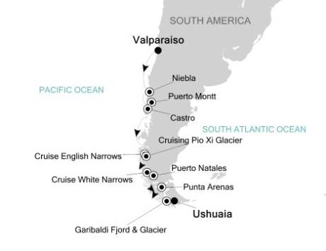 Cruises Around The World Silversea Silver Explorer November 8-20 2026 Valparaíso, Chile to Ushuaia, Argentina