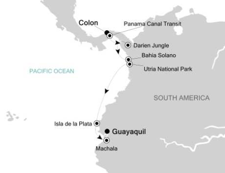 Cruises Around The World Silversea Silver Explorer October 17-25 2026 Colón, Panama to Guayaquil, Ecuador