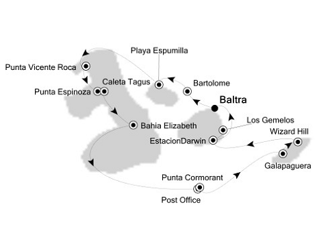 Cruises Around The World Silversea Silver Galapagos August 6-13 2028 Baltra, Galapagos to Baltra, Galapagos