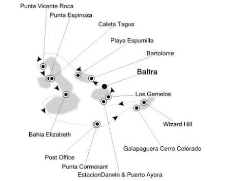 Cruises Around The World Silversea Silver Galapagos September 17-24 2028 Baltra, Galapagos to Baltra, Galapagos