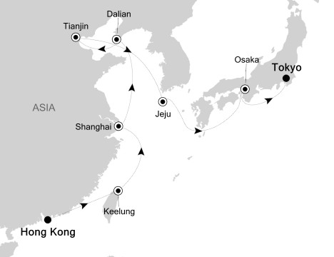 Cruises Around The World Silversea Silver Shadow April 21 May 7 2028 Hong Kong to Tokyo, Japan