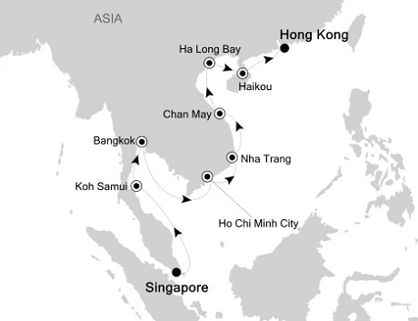 Cruises Around The World Silversea Silver Shadow December 20 2028 January 4 2026 Singapore to Hong Kong