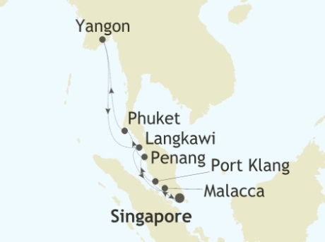 Cruises Around The World Silversea Silver Shadow February 13-25 2028 Singapore to Singapore
