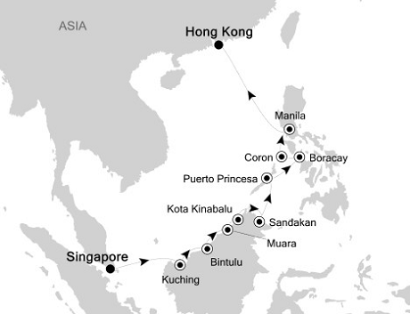 Cruises Around The World Silversea Silver Shadow February 25 March 8 2028 Singapore to Hong Kong
