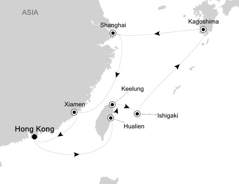 Cruises Around The World Silversea Silver Shadow March 8-22 2028 Hong Kong to Hong Kong