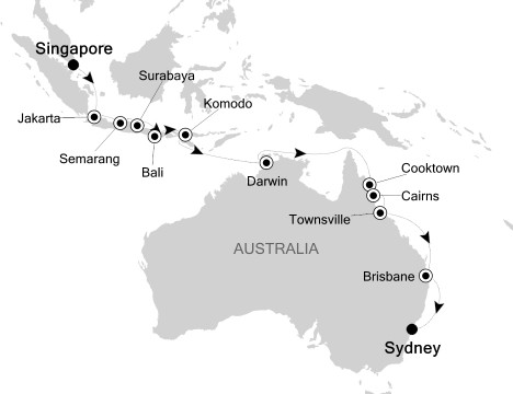 Cruises Around The World Silversea Silver Shadow November 17 December 5 2026 Singapore, Singapore to Sydney, Australia 
