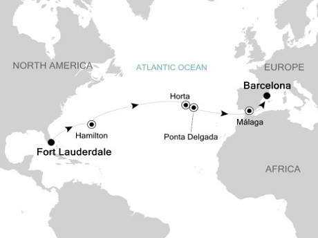 Cruises Around The World Silversea Silver Spirit April 11-26 2028 Fort Lauderdale, Florida to Barcelona