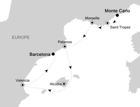 Cruises Around The World Silversea Silver Spirit August 2-9 2026 Monte Carlo, Monaco to Barcelona, Spain