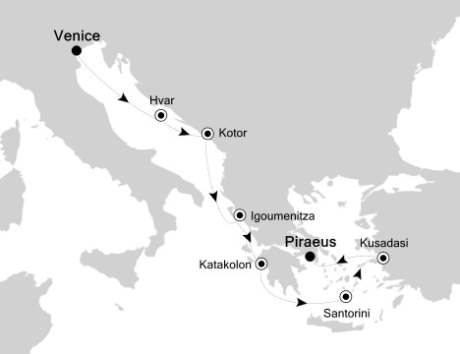 Cruises Around The World Silversea Silver Spirit August 27 September 3 2026 Venice, Italy to Piraeus, Greece