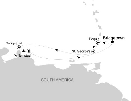Cruises Around The World Silversea Silver Spirit December 22-29 2028 Bridgetown to Bridgetown