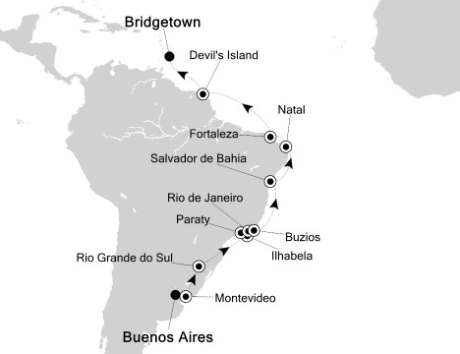 Cruises Around The World Silversea Silver Spirit February 20 March 10 2026 Buenos Aires, Argentina to Bridgetown, Barbados