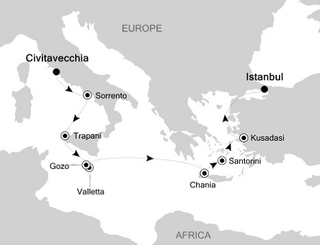 Cruises Around The World Silversea Silver Spirit June 1-11 2028 Civitavecchia (Rome) to Istanbul