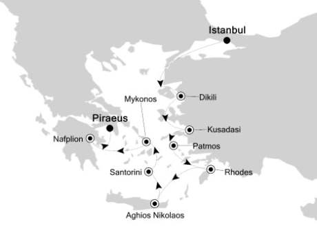 Cruises Around The World Silversea Silver Spirit June 18-27 2026 Istanbul, Turkey to Piraeus, Greece