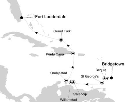 Cruises Around The World Silversea Silver Spirit March 10-20 2026 Bridgetown, Barbados to Fort Lauderdale, FL, United States