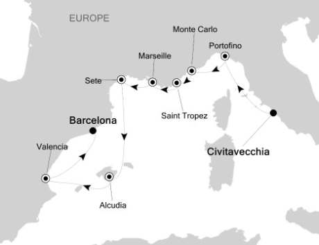 Cruises Around The World Silversea Silver Spirit May 13-22 2026 Civitavecchia, Italy to Barcelona, Spain