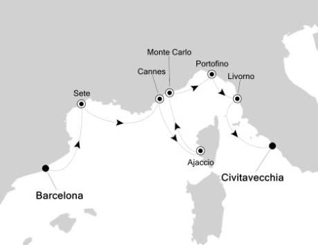 Cruises Around The World Silversea Silver Spirit May 22-31 2026 Barcelona, Spain to Civitavecchia, Italy