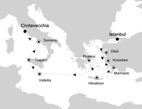Cruises Around The World Silversea Silver Spirit October 19-29 2028 Istanbul to Rome (Civitavecchia), Italy