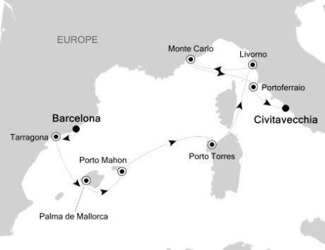 Cruises Around The World Silversea Silver Spirit October 23 November 1 2026 Barcelona, Spain to Civitavecchia, Italy