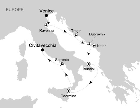 Cruises Around The World Silversea Silver Spirit September 28 October 7 2026 Venice, Italy to Civitavecchia, Italy