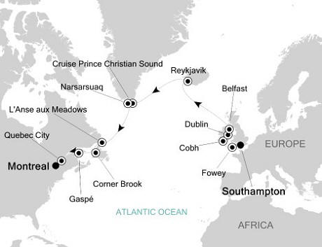 Cruises Around The World Silversea Silver Whisper August 22 September 8 2026 Southampton, United Kingdom to Montreal, Canada