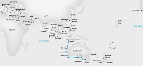 Cruises Around The World Silversea Silver Whisper January 6 May 3 2026 San Francisco, USA to Monte Carlo, Monaco