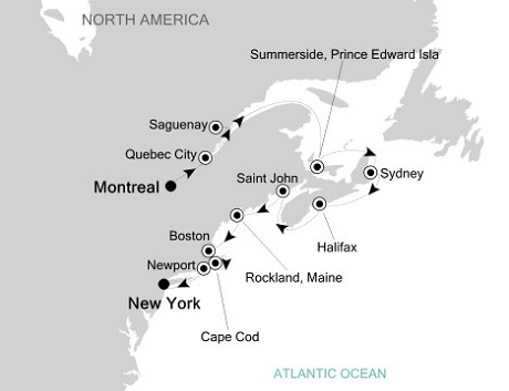 Cruises Around The World Silversea Silver Whisper October 13-24 2028 Montreal to New York, New York