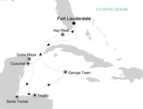 Cruises Around The World Silversea Silver Wind December 2-12 2028 Fort Lauderdale, Florida to Fort Lauderdale, Florida