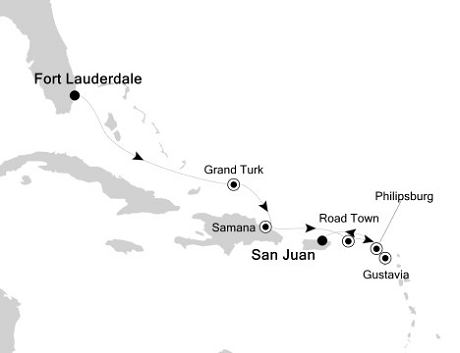 Cruises Around The World Silversea Silver Wind January 29 February 5 2028 Fort Lauderdale, Florida to San Juan