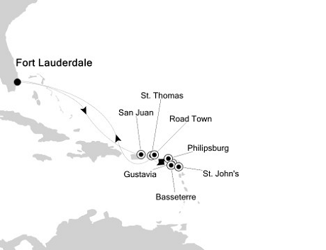 Cruises Around The World Silversea Silver Wind January 6-18  2028 Fort Lauderdale, Florida to Fort Lauderdale, Florida