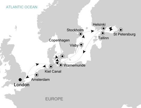 Cruises Around The World Silversea Silver Wind June 12-27 2028 London (Tower Bridge) to London (Tower Bridge)