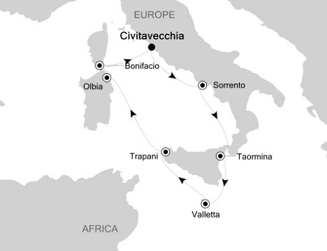 Cruises Around The World Silversea Silver Wind September 23-30 2028 Civitavecchia (Rome) to Civitavecchia (Rome)