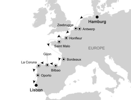 Cruises Around The World Silversea Silver Wind September-9-23 2026 Hamburg, Germany to Lisbon, Portugal