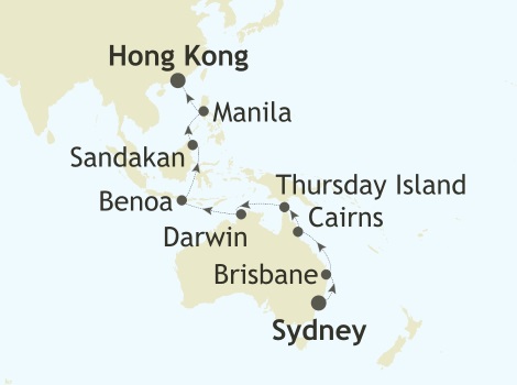Cruises Around The World Silver Whisper World Cruise 2028 Sydney, Australia to Hong Kong, China